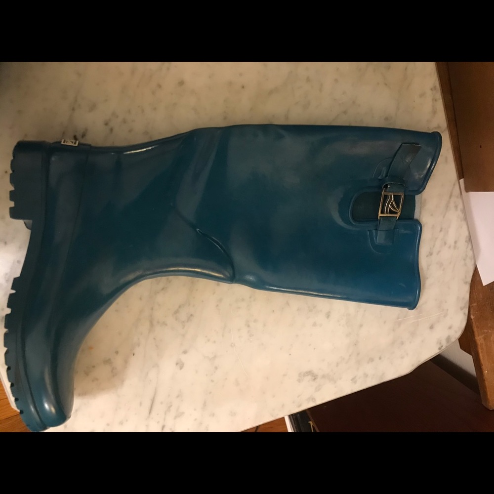 Sperry rain boots, teal
